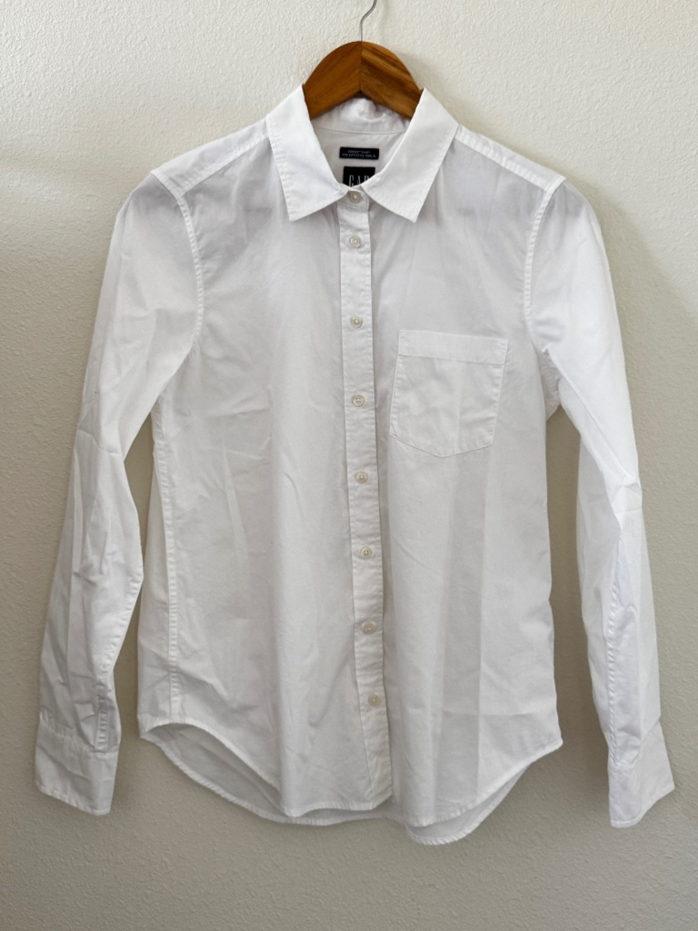 Women's Gap Perfect Shirt 80s Superfine Poplin Shirt, XS, white